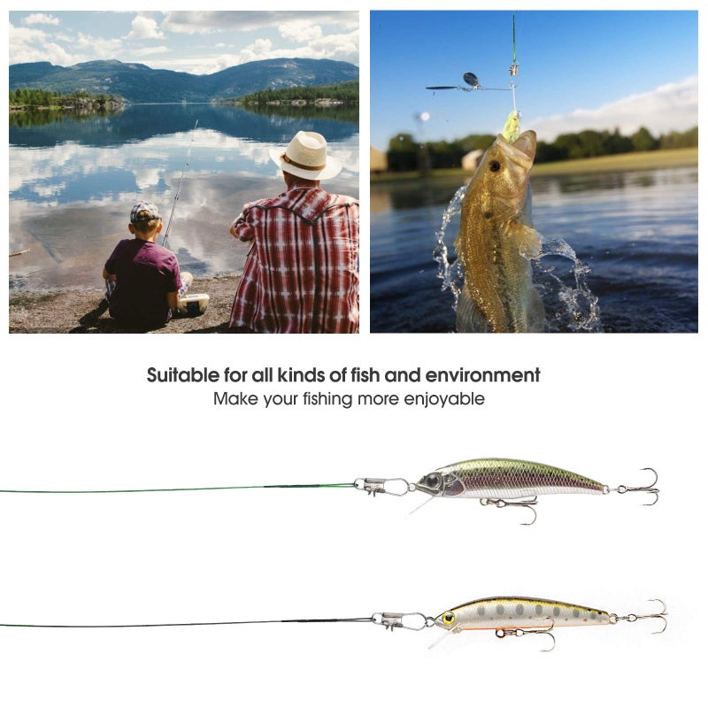 FREGITO Stainless Steel Fishing Leaders, Fishing Leader Line with Swivels and Clips for Saltwater and Freshwater, 31LB Per Piece, 6", 7", 9", 10", 12" - Image 2